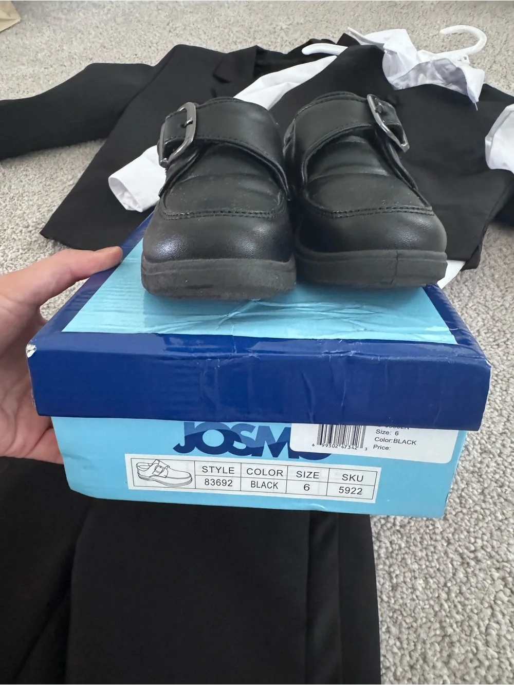 JCPenney Boys 2T Black Dress 5 piece Suit and dress shoes size 6